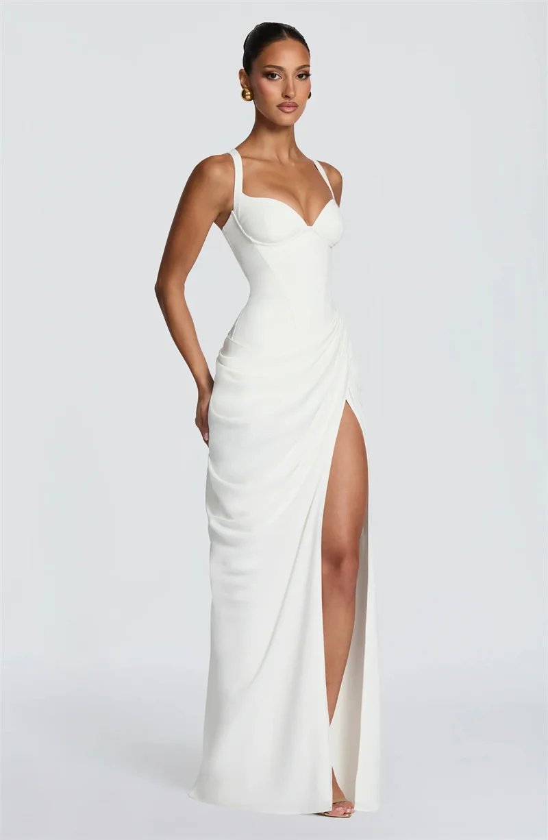Victoria's Vogue Women Sexy Maxi Dress Sleeveless Sweetheart Neck High Split Draped Ruched Long Party Dress Formal Wedding Guest Dress Victoria's Vogue Women Sexy Maxi Dress Sleeveless Sweetheart Neck High Split Draped Ruched Long Party Dress Formal Wedding Guest Dress
