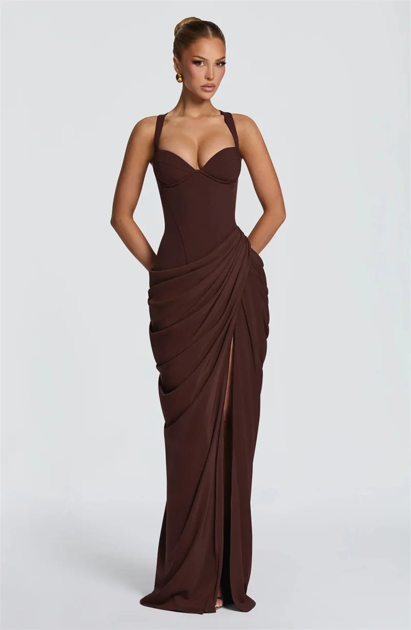 Victoria's Vogue Women Sexy Maxi Dress Sleeveless Sweetheart Neck High Split Draped Ruched Long Party Dress Formal Wedding Guest Dress Victoria's Vogue Women Sexy Maxi Dress Sleeveless Sweetheart Neck High Split Draped Ruched Long Party Dress Formal Wedding Guest Dress