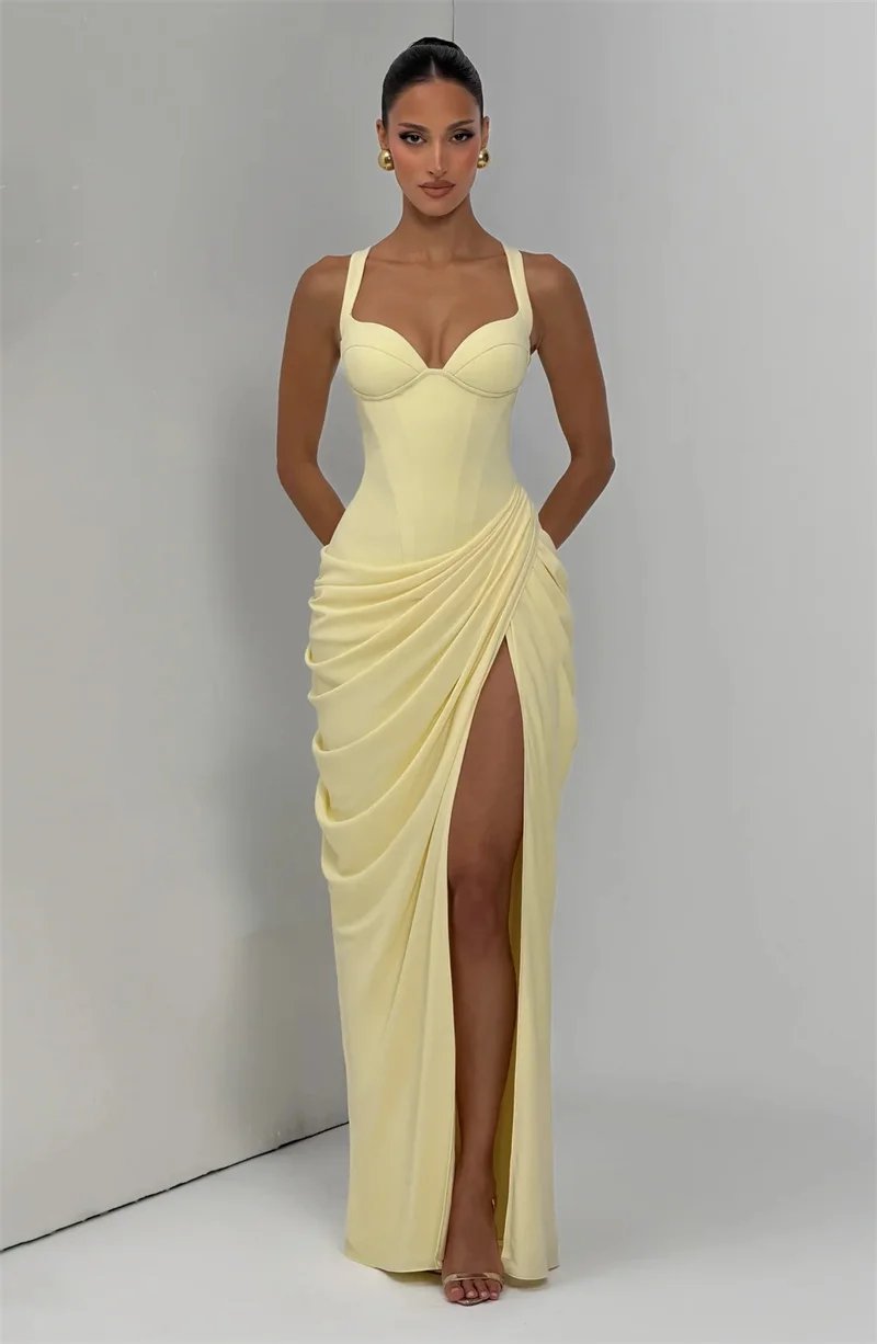 Victoria's Vogue Women Sexy Maxi Dress Sleeveless Sweetheart Neck High Split Draped Ruched Long Party Dress Formal Wedding Guest Dress Victoria's Vogue Women Sexy Maxi Dress Sleeveless Sweetheart Neck High Split Draped Ruched Long Party Dress Formal Wedding Guest Dress