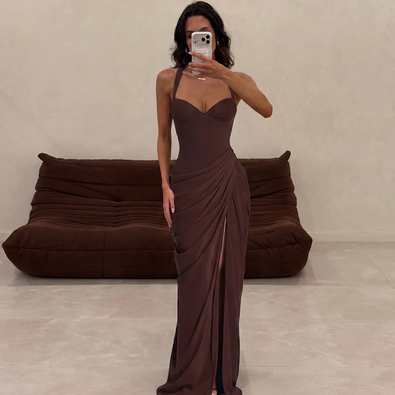 Victoria's Vogue Women Sexy Maxi Dress Sleeveless Sweetheart Neck High Split Draped Ruched Long Party Dress Formal Wedding Guest Dress Victoria's Vogue Women Sexy Maxi Dress Sleeveless Sweetheart Neck High Split Draped Ruched Long Party Dress Formal Wedding Guest Dress