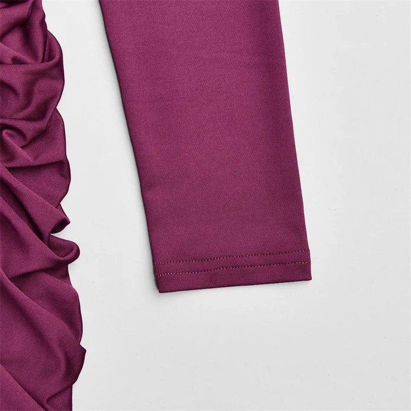 Victoria's Vogue High Neck Shoulder Pads Long Sleeve Sexy Mini Dress Women Draped Cross Front Ruched Slim Bodycon Nightclub Party Dress Victoria's Vogue High Neck Shoulder Pads Long Sleeve Sexy Mini Dress Women Draped Cross Front Ruched Slim Bodycon Nightclub Party Dress