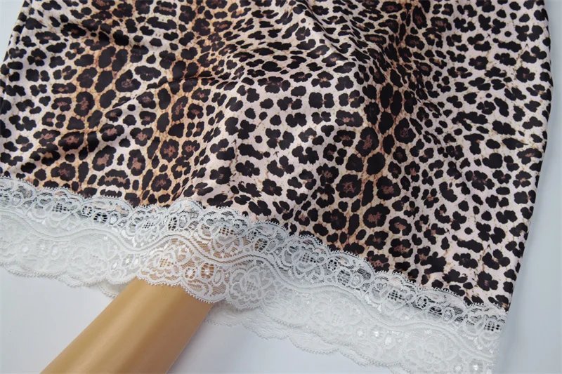 Victoria'S Vogue Leopard Print Sexy Mini Dress Women Lace Trim Spaghetti Strap Bodycon Short Dress Nightclub Party Slim Fit Slip Dress