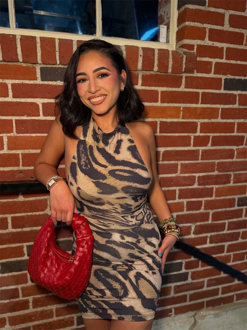 Victoria'S Vogue Women Leopard Print Halter Mini Dress Backless Crisscross Lace Up Back Ruched Bodycon Short Dress Nightclub Party Dress Victoria'S Vogue Women Leopard Print Halter Mini Dress Backless Crisscross Lace Up Back Ruched Bodycon Short Dress Nightclub Party Dress