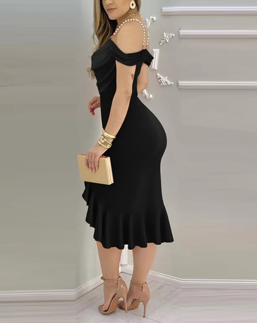 Victoria'S Vogue Women's Dress Sexy Solid Sexy Off Shoulder Ruffle Hem Slit Formal Dress Midi Dresses Cocktail Dress Wedding Guest Dress Victoria'S Vogue Women's Dress Sexy Solid Sexy Off Shoulder Ruffle Hem Slit Formal Dress Midi Dresses Cocktail Dress Wedding Guest Dress