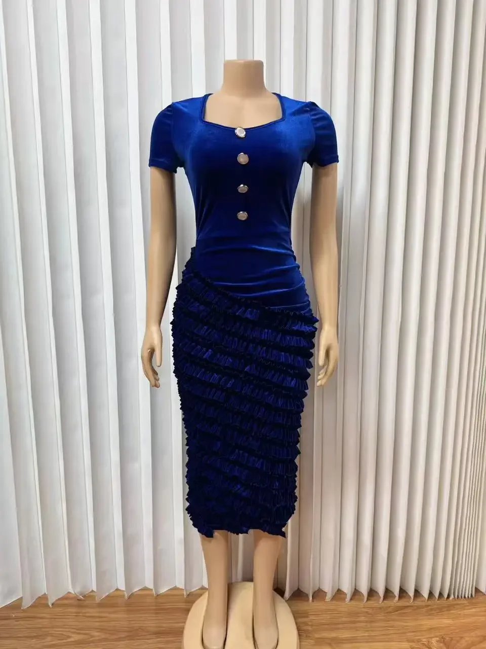 Victoria's Vogue African Dresses for Women Elegant Spring Summer Short Sleeve Dashiki Midi Dress Ladies Traditional African Clothing Ankara Dress