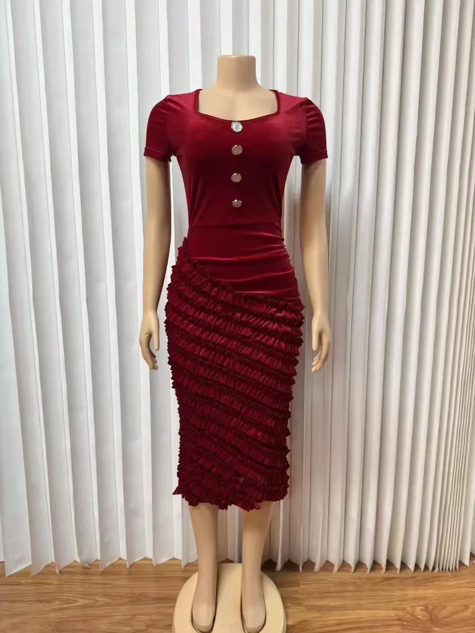 Victoria's Vogue African Dresses for Women Elegant Spring Summer Short Sleeve Dashiki Midi Dress Ladies Traditional African Clothing Ankara Dress