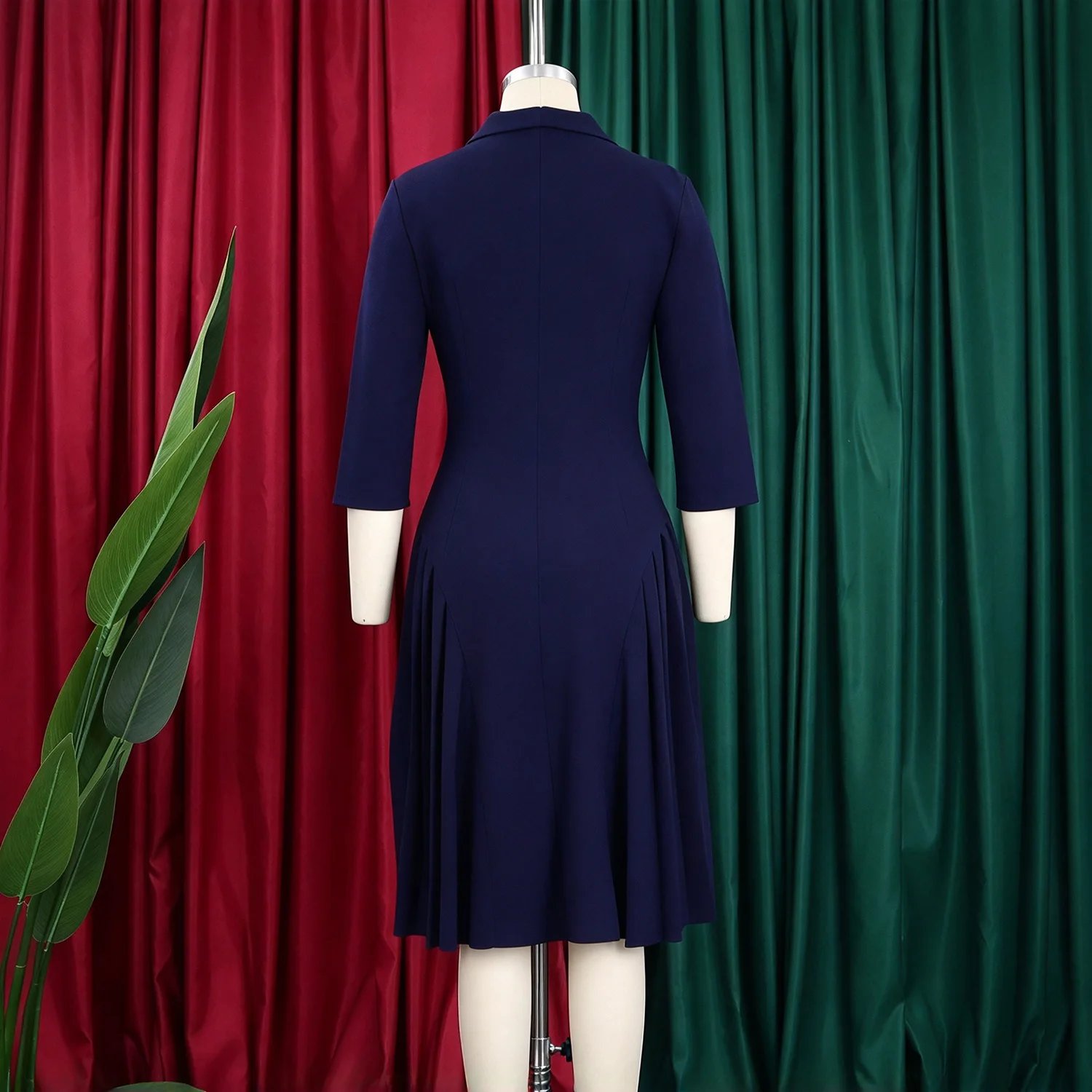 Victoria'S Vogue Women's Elegant Solid Color Collar Dress Summer 2026 Fashion Style Large Size Crimson New Victoria'S Vogue Women's Elegant Solid Color Collar Dress Summer 2026 Fashion Style Large Size Crimson New