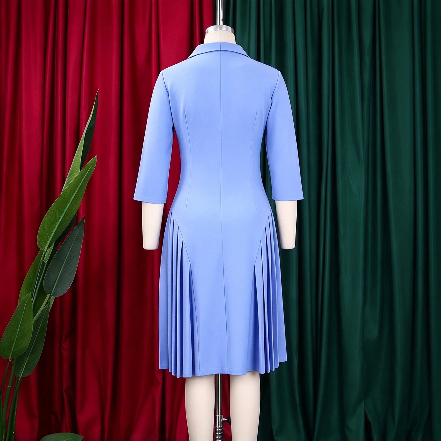 Victoria'S Vogue Women's Elegant Solid Color Collar Dress Summer 2026 Fashion Style Large Size Crimson New Victoria'S Vogue Women's Elegant Solid Color Collar Dress Summer 2026 Fashion Style Large Size Crimson New