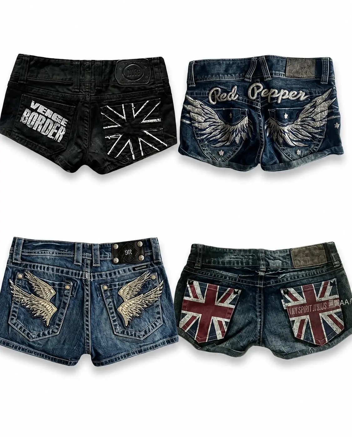 Victoria's Vogue Y2k Flag Embroidery Vintage Denim Women Shorts Harajuku Slim Light Blue Jean Low Waist Short Street Mini Short Women Clothing