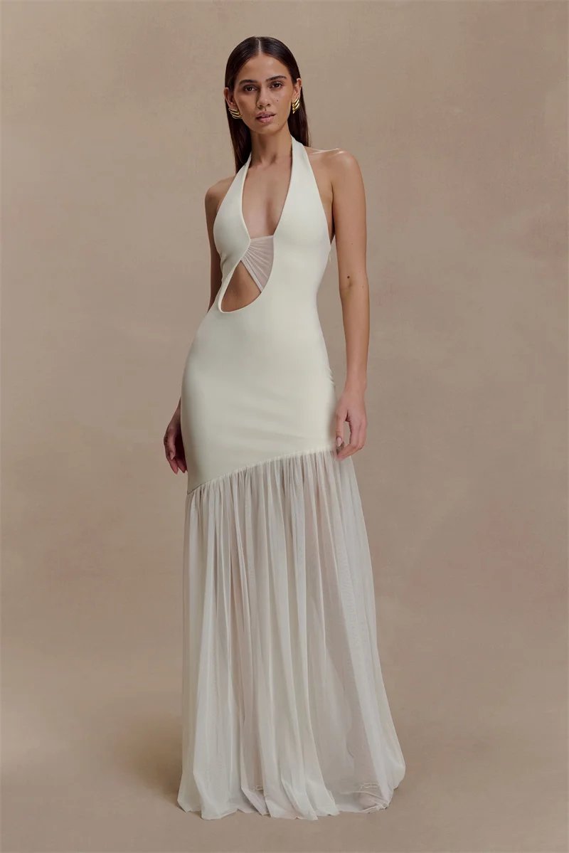 Victoria's Vogue Hollow Out Halter Backless Sexy Maxi Dress Women Gown Elegant Patchwork V Neck Sleeveless Bodycon Club Party Long Dress Victoria's Vogue Hollow Out Halter Backless Sexy Maxi Dress Women Gown Elegant Patchwork V Neck Sleeveless Bodycon Club Party Long Dress