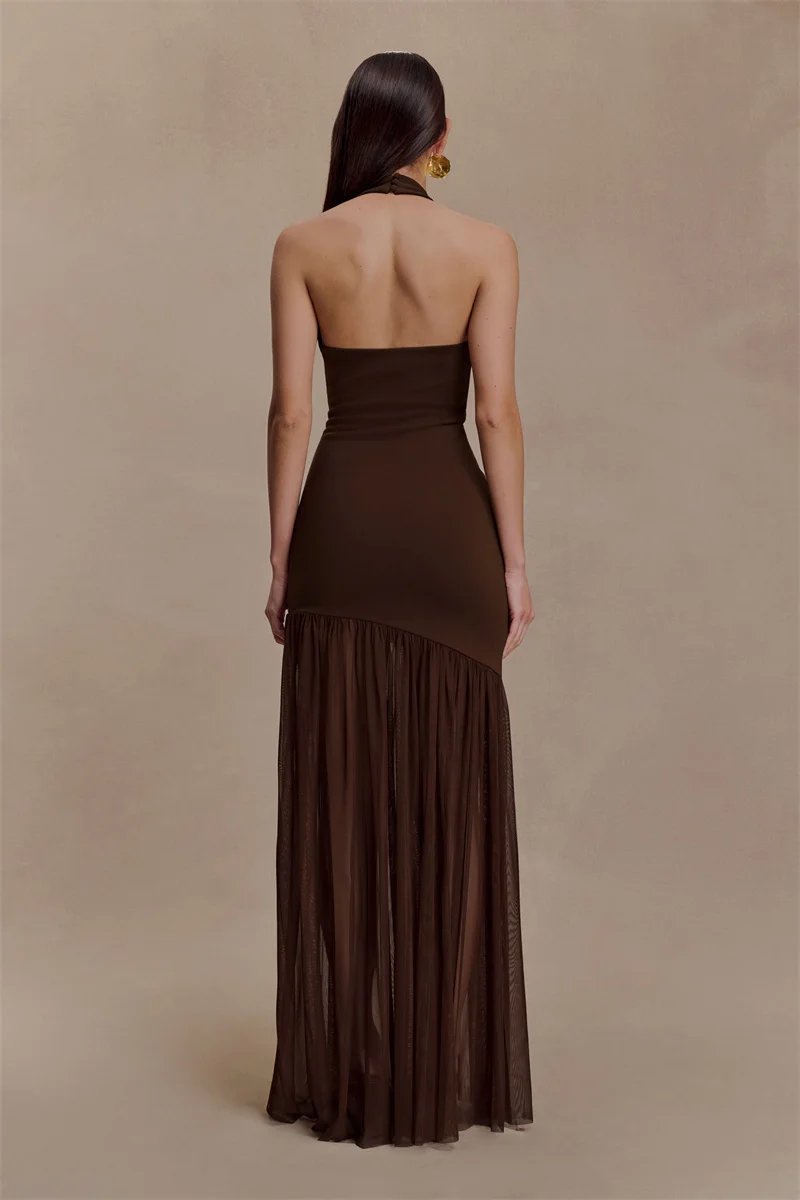 Victoria's Vogue Hollow Out Halter Backless Sexy Maxi Dress Women Gown Elegant Patchwork V Neck Sleeveless Bodycon Club Party Long Dress Victoria's Vogue Hollow Out Halter Backless Sexy Maxi Dress Women Gown Elegant Patchwork V Neck Sleeveless Bodycon Club Party Long Dress