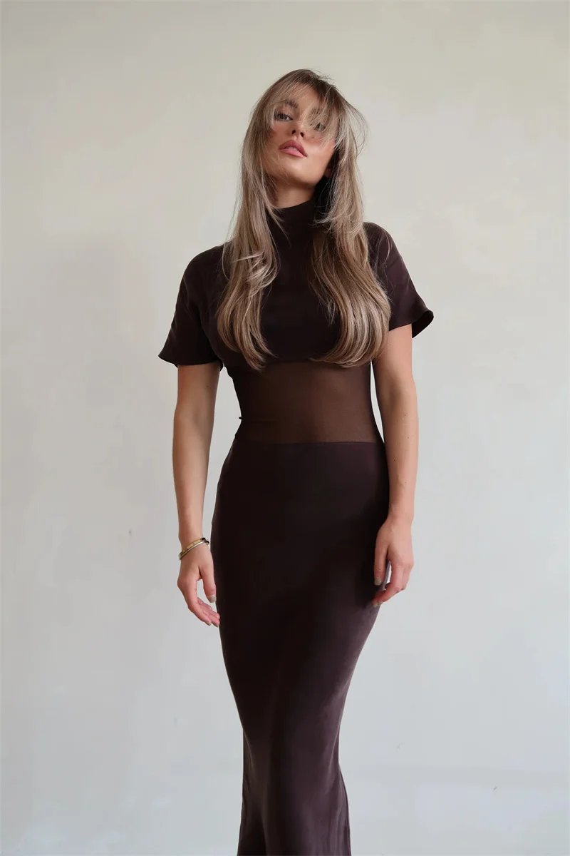 Victoria's Vogue Turtleneck Short Sleeve Sexy Maxi Dress Women Gown Elegant Patchwork Mesh Sheer Backless Bodycon Club Party Long Dress Victoria's Vogue Turtleneck Short Sleeve Sexy Maxi Dress Women Gown Elegant Patchwork Mesh Sheer Backless Bodycon Club Party Long Dress