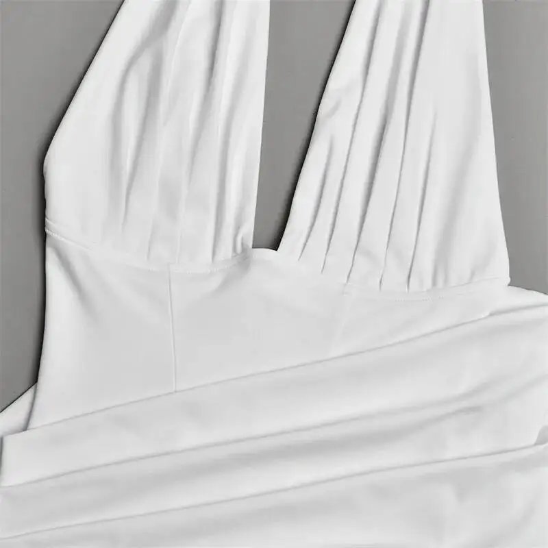 Victoria's Vogue Halter Deep V Neck Sexy Mini Dress Women Elegant Sleeveless Backless Ruched Waist Bodycon Club Party Short Dresses Victoria's Vogue Halter Deep V Neck Sexy Mini Dress Women Elegant Sleeveless Backless Ruched Waist Bodycon Club Party Short Dresses