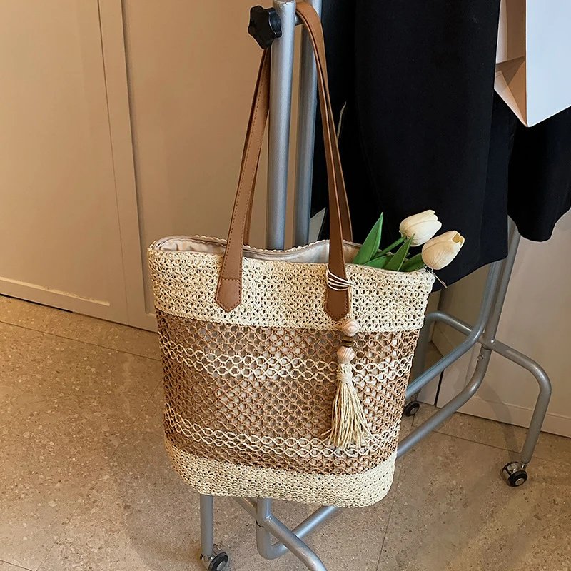 Victoria's Vogue Summer Straw Bags for Women High Quality Rattan Shoulder Bag Travel Handmade Woven Beach Handbags Female Large Capacity Totes