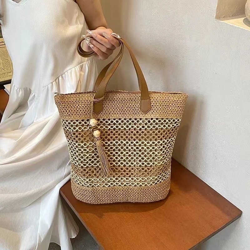 Victoria's Vogue Summer Straw Bags for Women High Quality Rattan Shoulder Bag Travel Handmade Woven Beach Handbags Female Large Capacity Totes