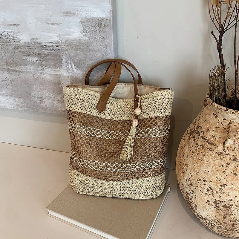 Victoria's Vogue Summer Straw Bags for Women High Quality Rattan Shoulder Bag Travel Handmade Woven Beach Handbags Female Large Capacity Totes