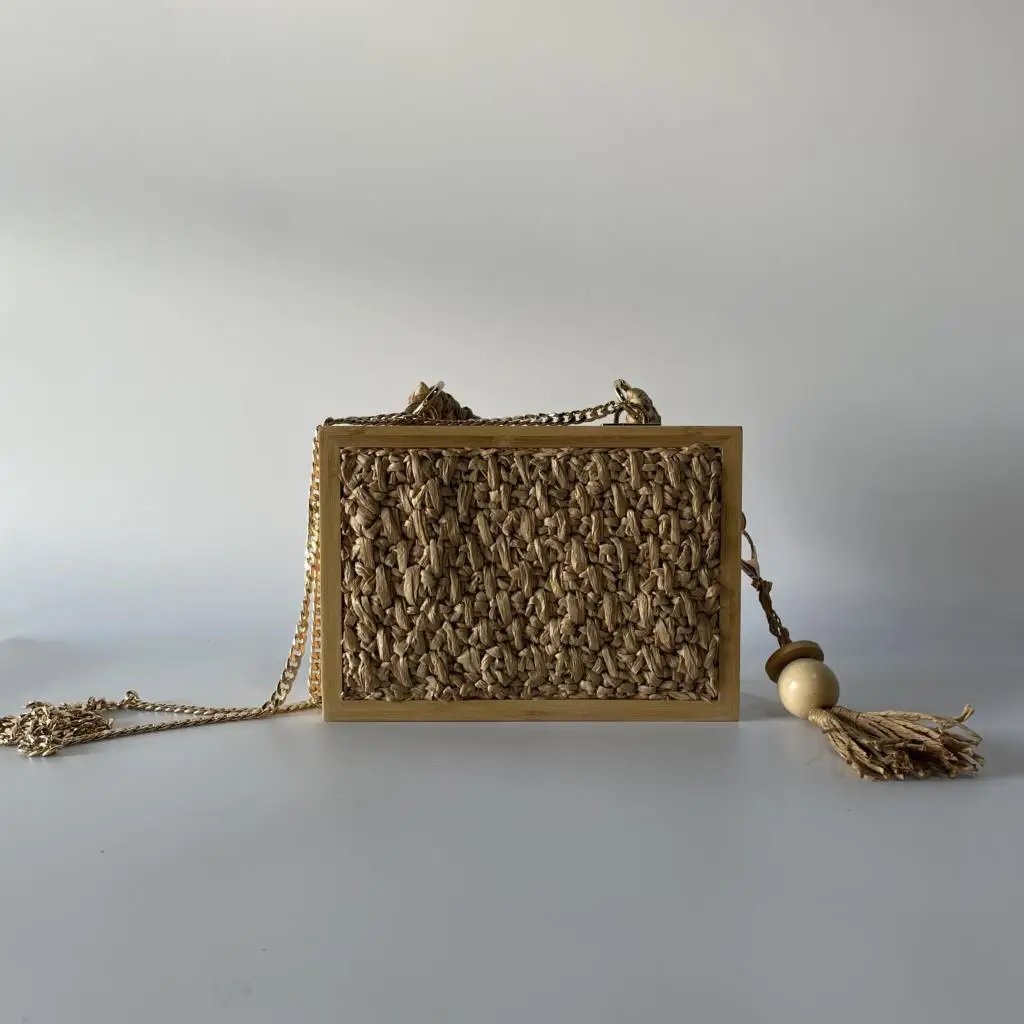Victoria's Vogue 2023 Summer Beach Bamboo Tassel Straw Woven Bag Cross-body Single Shoulder Beach Handag Rattan Rope Square Chain Strap Box Victoria's Vogue 2023 Summer Beach Bamboo Tassel Straw Woven Bag Cross-body Single Shoulder Beach Handag Rattan Rope Square Chain Strap Box