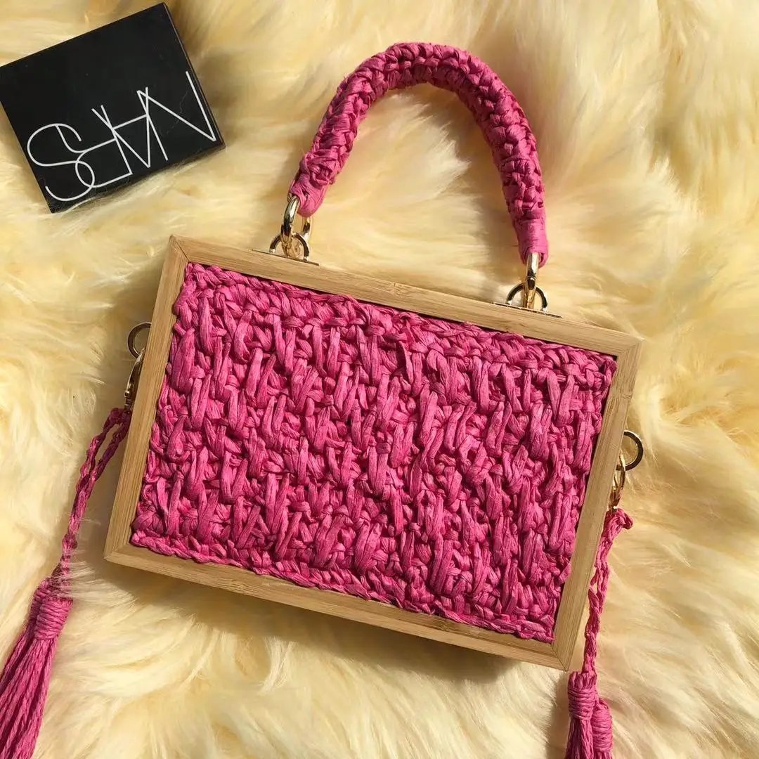 Victoria's Vogue 2023 Summer Beach Bamboo Tassel Straw Woven Bag Cross-body Single Shoulder Beach Handag Rattan Rope Square Chain Strap Box Victoria's Vogue 2023 Summer Beach Bamboo Tassel Straw Woven Bag Cross-body Single Shoulder Beach Handag Rattan Rope Square Chain Strap Box