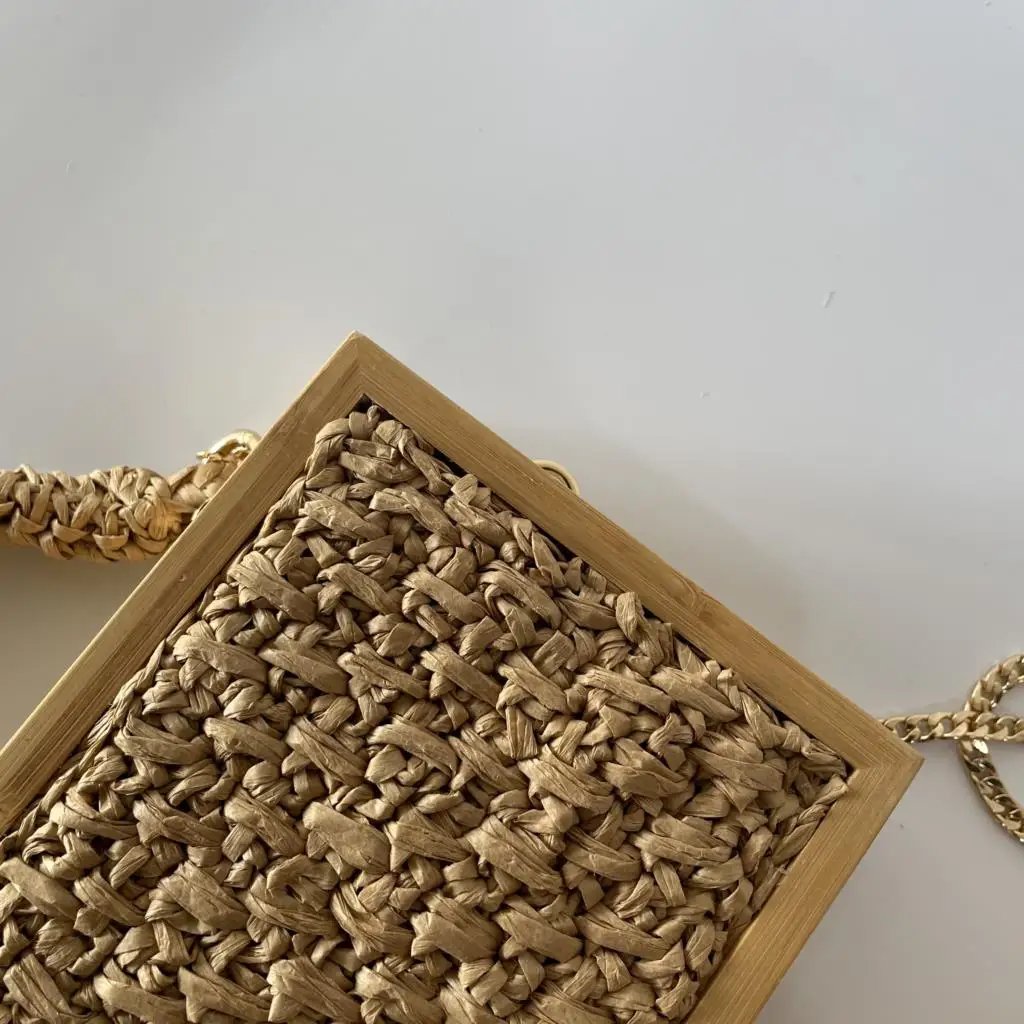 Victoria's Vogue 2023 Summer Beach Bamboo Tassel Straw Woven Bag Cross-body Single Shoulder Beach Handag Rattan Rope Square Chain Strap Box Victoria's Vogue 2023 Summer Beach Bamboo Tassel Straw Woven Bag Cross-body Single Shoulder Beach Handag Rattan Rope Square Chain Strap Box