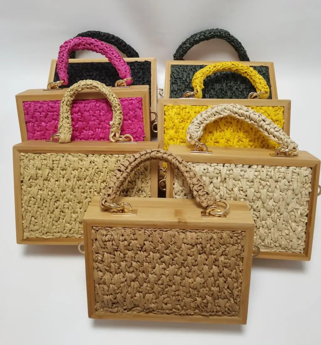 Victoria's Vogue 2023 Summer Beach Bamboo Tassel Straw Woven Bag Cross-body Single Shoulder Beach Handag Rattan Rope Square Chain Strap Box Victoria's Vogue 2023 Summer Beach Bamboo Tassel Straw Woven Bag Cross-body Single Shoulder Beach Handag Rattan Rope Square Chain Strap Box