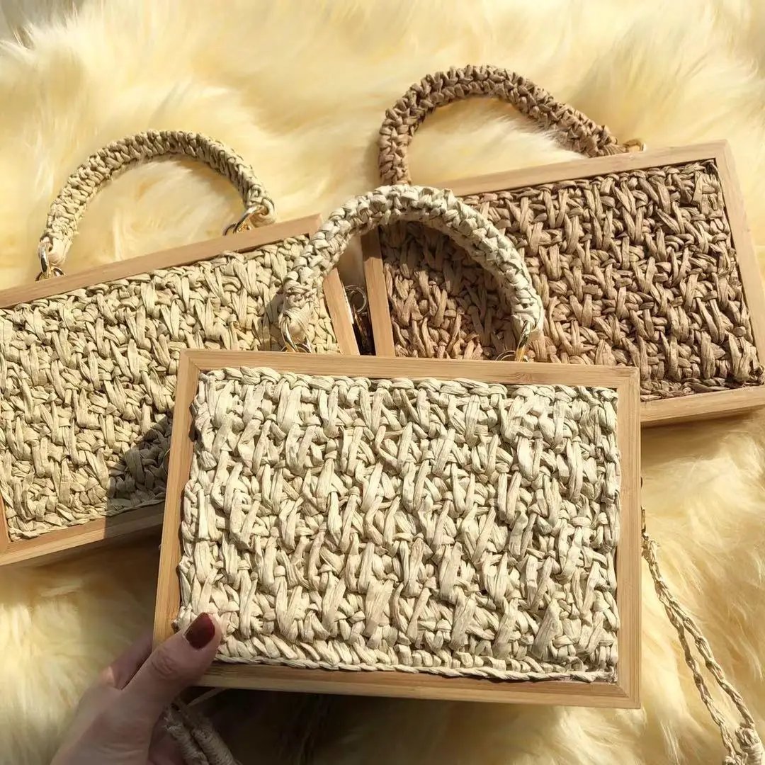 Victoria's Vogue 2023 Summer Beach Bamboo Tassel Straw Woven Bag Cross-body Single Shoulder Beach Handag Rattan Rope Square Chain Strap Box Victoria's Vogue 2023 Summer Beach Bamboo Tassel Straw Woven Bag Cross-body Single Shoulder Beach Handag Rattan Rope Square Chain Strap Box