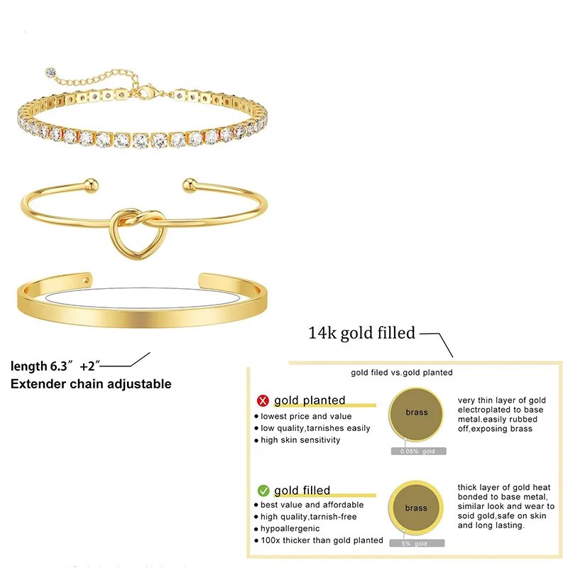Victoria's Vogue 3pcs Stainless Steel Gold Plated Bracelets for Women Adjustable Jewelry Gifts Luxury Zircon Chain Bangles Jewelry Accessories Victoria's Vogue 3pcs Stainless Steel Gold Plated Bracelets for Women Adjustable Jewelry Gifts Luxury Zircon Chain Bangles Jewelry Accessories