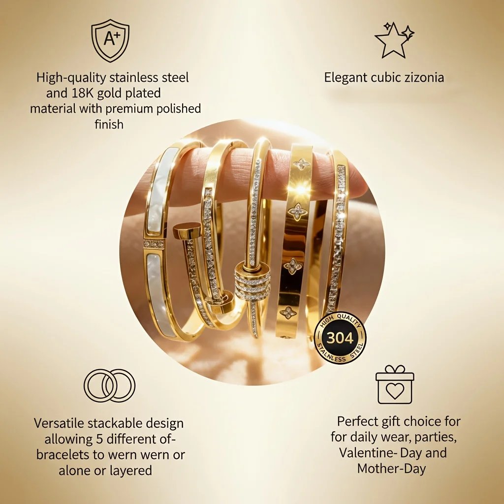 Victoria's Vogue 304 Stainless Steel CZ Bangle Bracelet for Women Gold Color Pave Zircon Stackable Bracelet Luxury Fashion Jewelry Gift