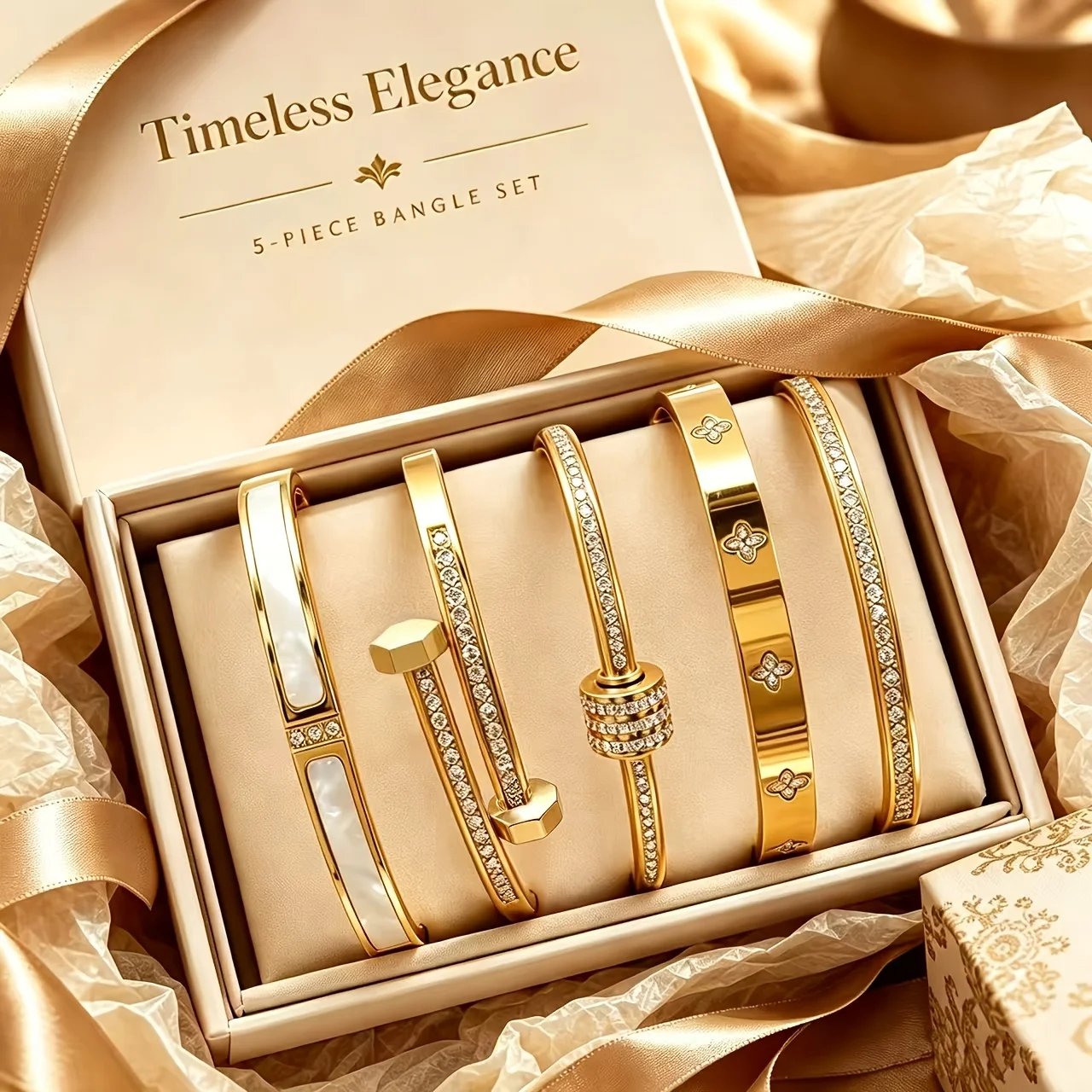 Victoria's Vogue 304 Stainless Steel CZ Bangle Bracelet for Women Gold Color Pave Zircon Stackable Bracelet Luxury Fashion Jewelry Gift