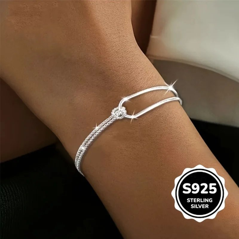 Victoria's Vogue 3Pcs S925 Sterling Silver Bracelet Set Minimalist Geometric Half Chain Woven Wavy Bracelets For Women Elegant Jewelry Gifts Victoria's Vogue 3Pcs S925 Sterling Silver Bracelet Set Minimalist Geometric Half Chain Woven Wavy Bracelets For Women Elegant Jewelry Gifts