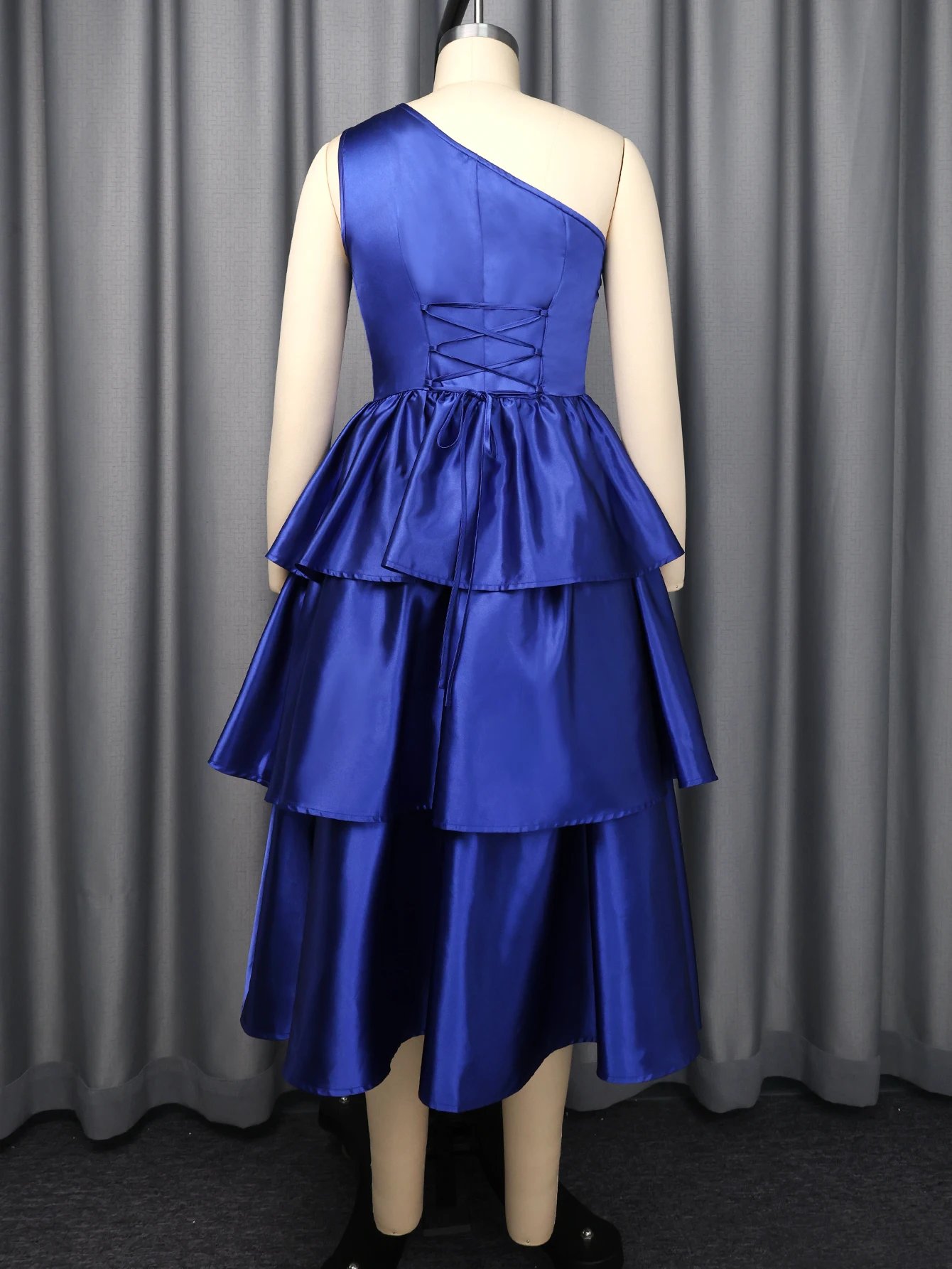 Victoria's Vogue Women Elegant Shiny One Shoulder Ruffle Layered Christmas Party Dresses Date Out Birthday Wedding Guest Event Occasion Gowns New
