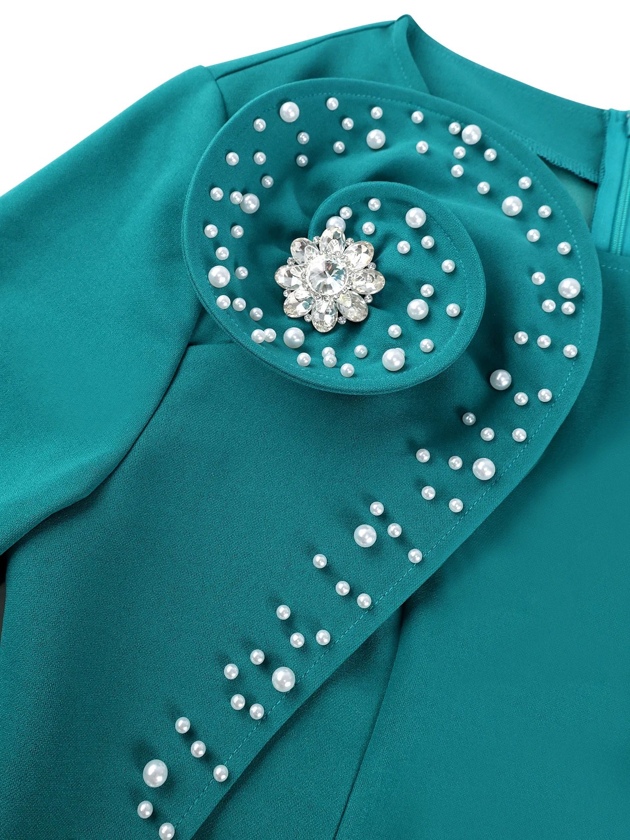 Victoria's Vogue Elegant Church Dresses Long Sleeves 3D Flower Beading Women Peplum O Neck Long Sleeves Midi Evening Party Wedding Guest Autum Victoria's Vogue Elegant Church Dresses Long Sleeves 3D Flower Beading Women Peplum O Neck Long Sleeves Midi Evening Party Wedding Guest Autum
