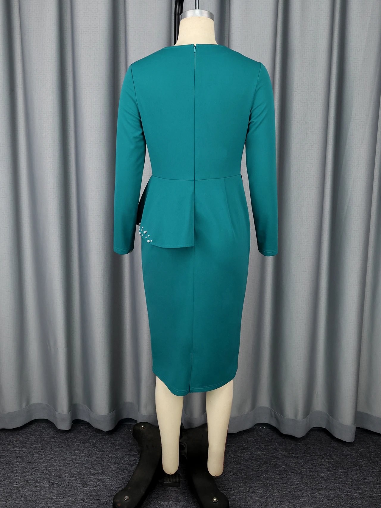 Victoria's Vogue Elegant Church Dresses Long Sleeves 3D Flower Beading Women Peplum O Neck Long Sleeves Midi Evening Party Wedding Guest Autum Victoria's Vogue Elegant Church Dresses Long Sleeves 3D Flower Beading Women Peplum O Neck Long Sleeves Midi Evening Party Wedding Guest Autum