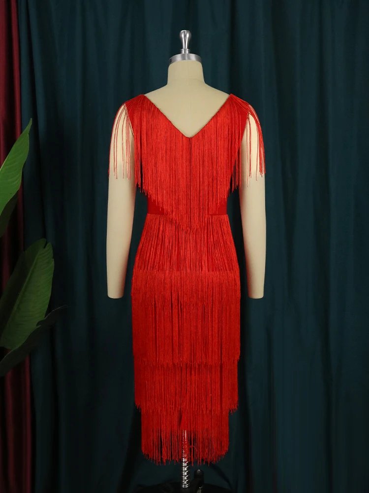 Victoria's Vogue Tassel Dresses Party V Neck Sleeveless High Waist Women Fringe Dance Evening Birthday Gowns Sexy Club New African Robe Victoria's Vogue Tassel Dresses Party V Neck Sleeveless High Waist Women Fringe Dance Evening Birthday Gowns Sexy Club New African Robe