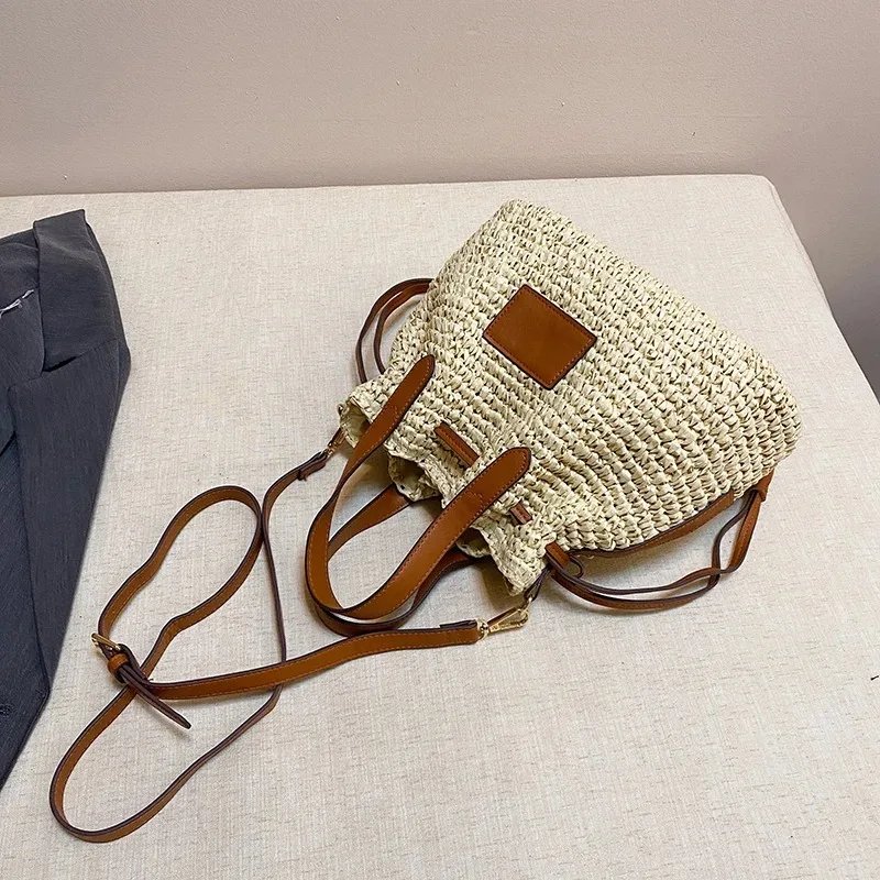 Victoria'S Vogue Fashion Large Capacity Straw Women's Shoulder Bags Designer Straw Handbag Summer Handmade Woven Bucket Tote Bag Beach Travel Bag Victoria'S Vogue Fashion Large Capacity Straw Women's Shoulder Bags Designer Straw Handbag Summer Handmade Woven Bucket Tote Bag Beach Travel Bag