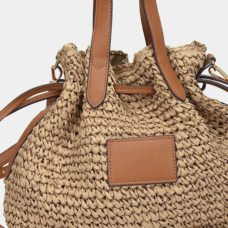 Victoria'S Vogue Fashion Large Capacity Straw Women's Shoulder Bags Designer Straw Handbag Summer Handmade Woven Bucket Tote Bag Beach Travel Bag Victoria'S Vogue Fashion Large Capacity Straw Women's Shoulder Bags Designer Straw Handbag Summer Handmade Woven Bucket Tote Bag Beach Travel Bag
