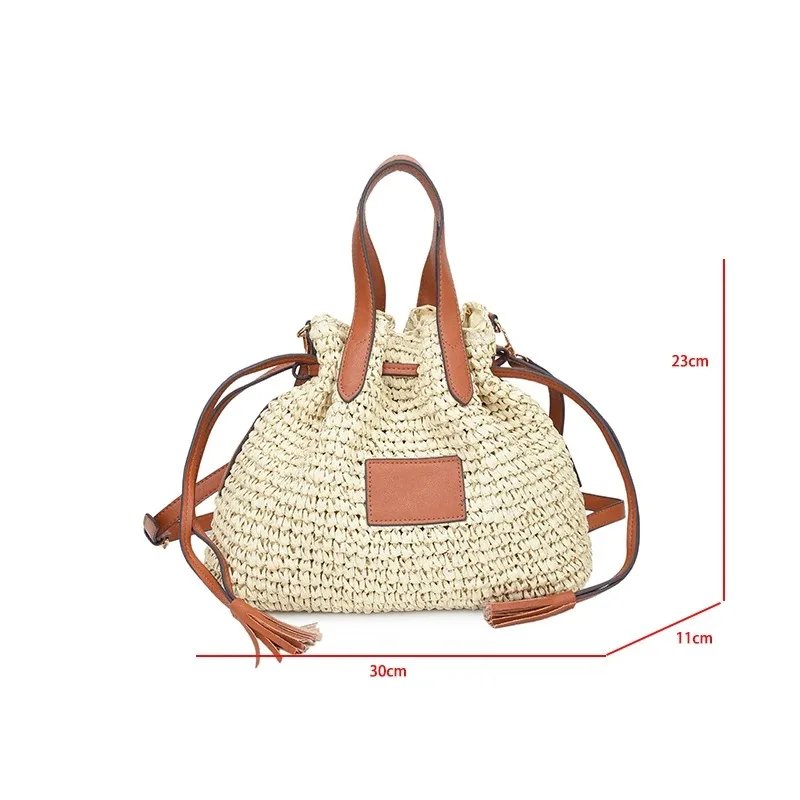 Victoria'S Vogue Fashion Large Capacity Straw Women's Shoulder Bags Designer Straw Handbag Summer Handmade Woven Bucket Tote Bag Beach Travel Bag Victoria'S Vogue Fashion Large Capacity Straw Women's Shoulder Bags Designer Straw Handbag Summer Handmade Woven Bucket Tote Bag Beach Travel Bag