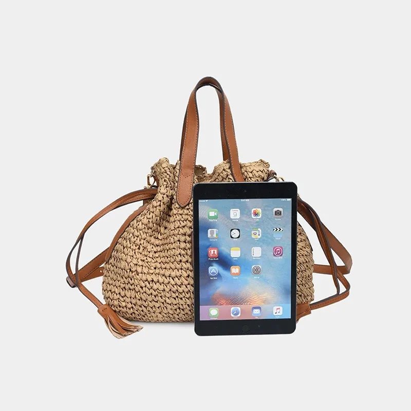 Victoria'S Vogue Fashion Large Capacity Straw Women's Shoulder Bags Designer Straw Handbag Summer Handmade Woven Bucket Tote Bag Beach Travel Bag Victoria'S Vogue Fashion Large Capacity Straw Women's Shoulder Bags Designer Straw Handbag Summer Handmade Woven Bucket Tote Bag Beach Travel Bag