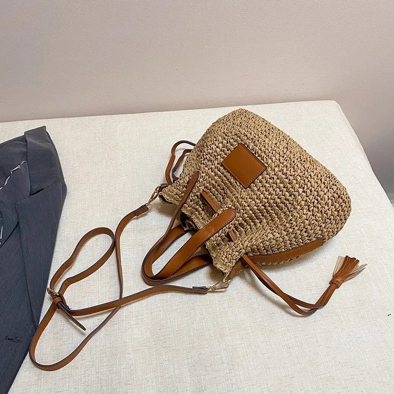 Victoria'S Vogue Fashion Large Capacity Straw Women's Shoulder Bags Designer Straw Handbag Summer Handmade Woven Bucket Tote Bag Beach Travel Bag Victoria'S Vogue Fashion Large Capacity Straw Women's Shoulder Bags Designer Straw Handbag Summer Handmade Woven Bucket Tote Bag Beach Travel Bag