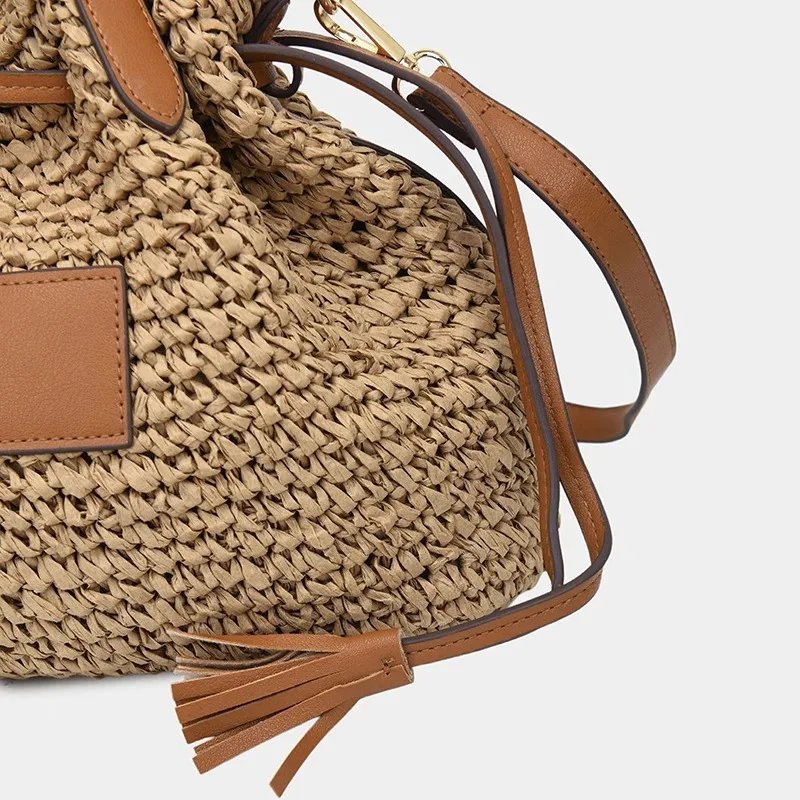Victoria'S Vogue Fashion Large Capacity Straw Women's Shoulder Bags Designer Straw Handbag Summer Handmade Woven Bucket Tote Bag Beach Travel Bag Victoria'S Vogue Fashion Large Capacity Straw Women's Shoulder Bags Designer Straw Handbag Summer Handmade Woven Bucket Tote Bag Beach Travel Bag