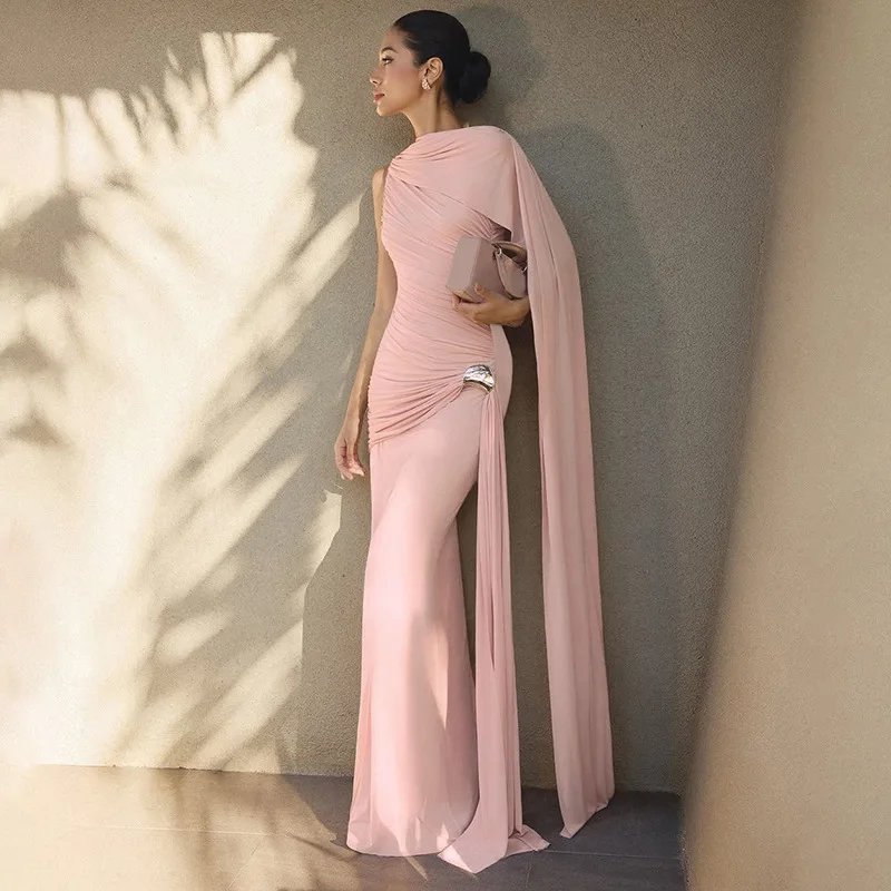 Victoria'S Vogue Women's Elegant Ruched Evening Dress Ribbon Sleeveless Bodycon O-neck Maxi Dresses 2026 New Vacation Party Club Robe Victoria'S Vogue Women's Elegant Ruched Evening Dress Ribbon Sleeveless Bodycon O-neck Maxi Dresses 2026 New Vacation Party Club Robe