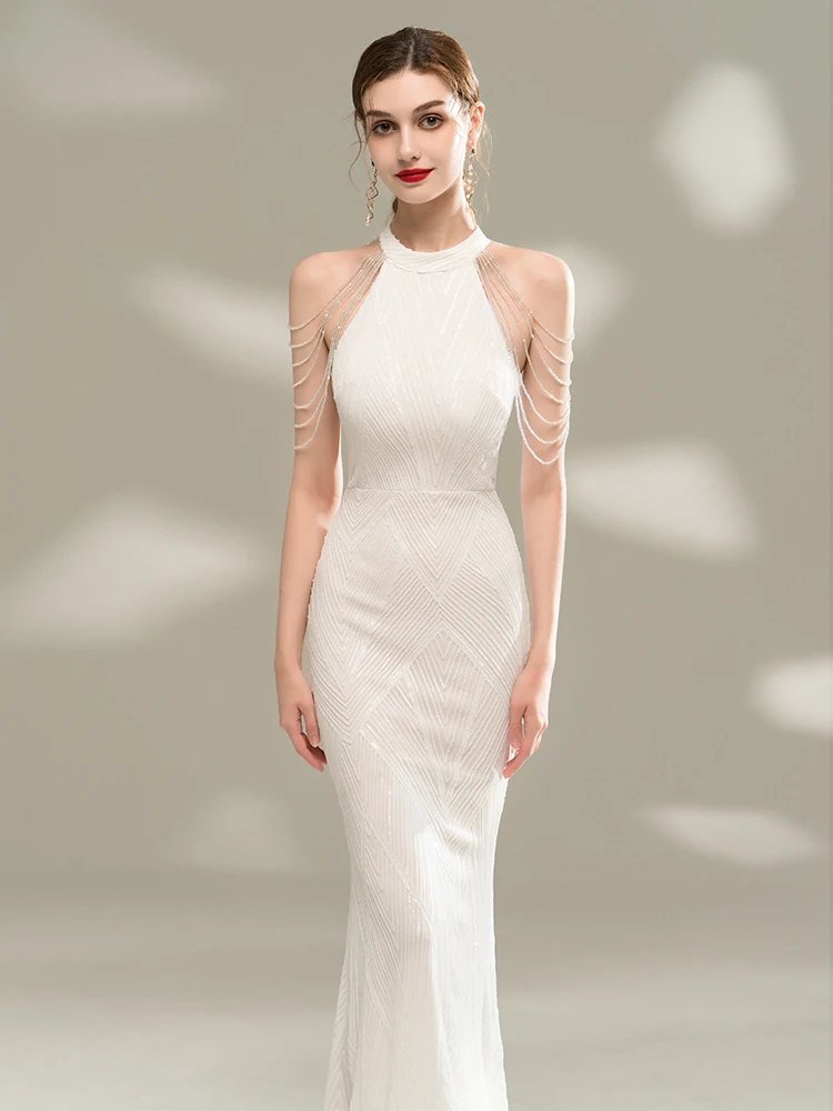 Victoria's Vogue Elegant Off Shoulder Silver Sequin Evening Dress Women New Party Maxi Dress Long Prom Dress 18126