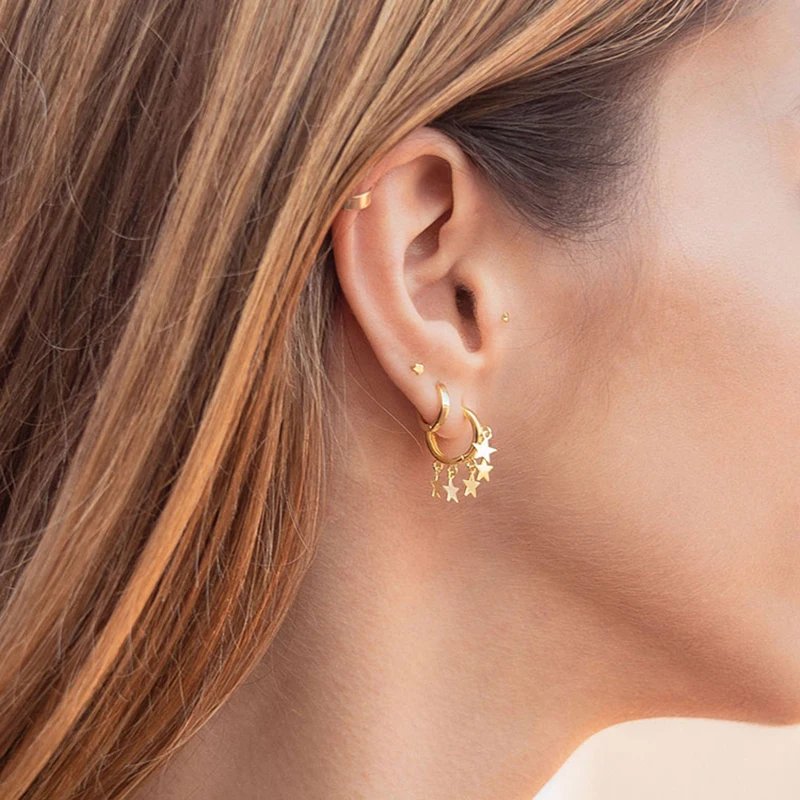 Victoria's Vogue Trendy Bohemia Hoop Earrings Star Flash Geometric Charming Tassel For Women Top Quality Jewelry Hot