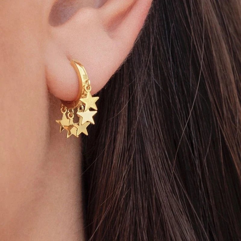 Victoria's Vogue Trendy Bohemia Hoop Earrings Star Flash Geometric Charming Tassel For Women Top Quality Jewelry Hot