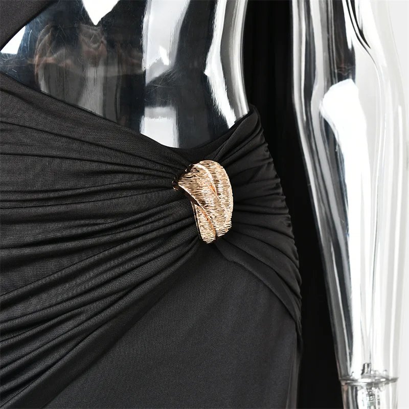 Victoria's Vogue Women Draped High Neck One Long Sleeve Cutout Waist Maxi Dress Slim Backless Mermaid Formal Evening Party Dress Victoria's Vogue Women Draped High Neck One Long Sleeve Cutout Waist Maxi Dress Slim Backless Mermaid Formal Evening Party Dress