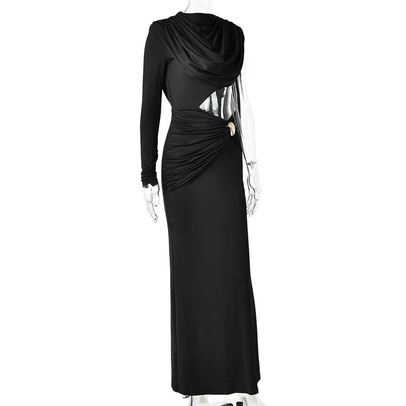 Victoria's Vogue Women Draped High Neck One Long Sleeve Cutout Waist Maxi Dress Slim Backless Mermaid Formal Evening Party Dress Victoria's Vogue Women Draped High Neck One Long Sleeve Cutout Waist Maxi Dress Slim Backless Mermaid Formal Evening Party Dress