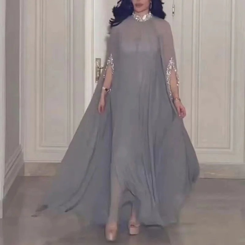 Victoria's Vogue 2023 Pure Sexy Style Sequin Decoration Big Swing Maxi Dress Elegant Women Evening Party Dress Female Casual Slim Long Robe