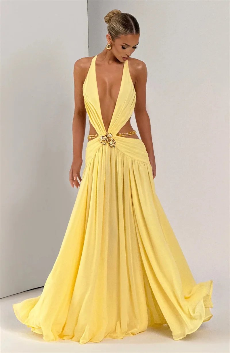 Victoria's Vogue Hollow Out Deep V Neck Sexy Maxi Dress Women Gown Metal Buckle Sleeveless Backless Thigh High Split Club Party Dresses Victoria's Vogue Hollow Out Deep V Neck Sexy Maxi Dress Women Gown Metal Buckle Sleeveless Backless Thigh High Split Club Party Dresses