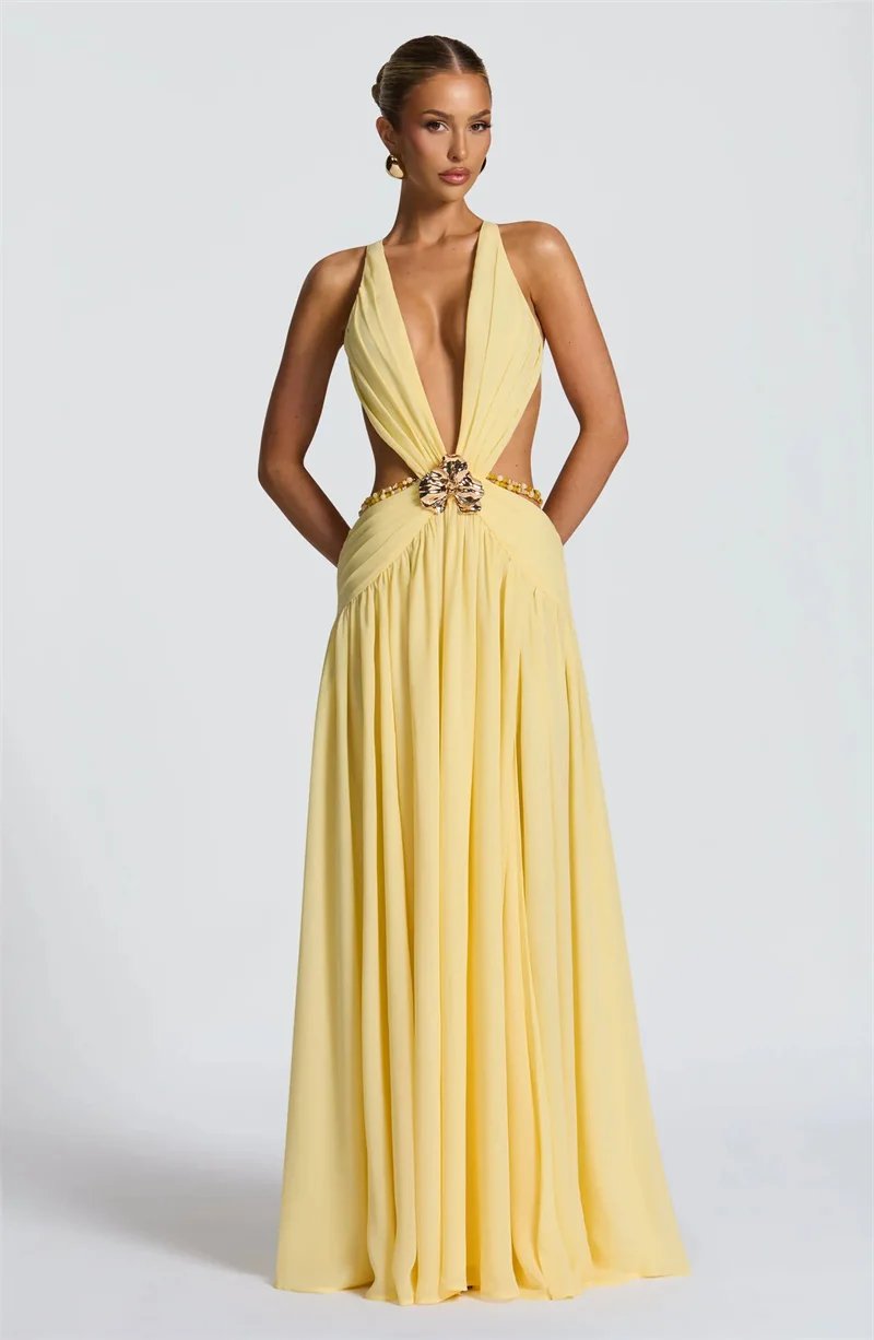 Victoria's Vogue Hollow Out Deep V Neck Sexy Maxi Dress Women Gown Metal Buckle Sleeveless Backless Thigh High Split Club Party Dresses Victoria's Vogue Hollow Out Deep V Neck Sexy Maxi Dress Women Gown Metal Buckle Sleeveless Backless Thigh High Split Club Party Dresses