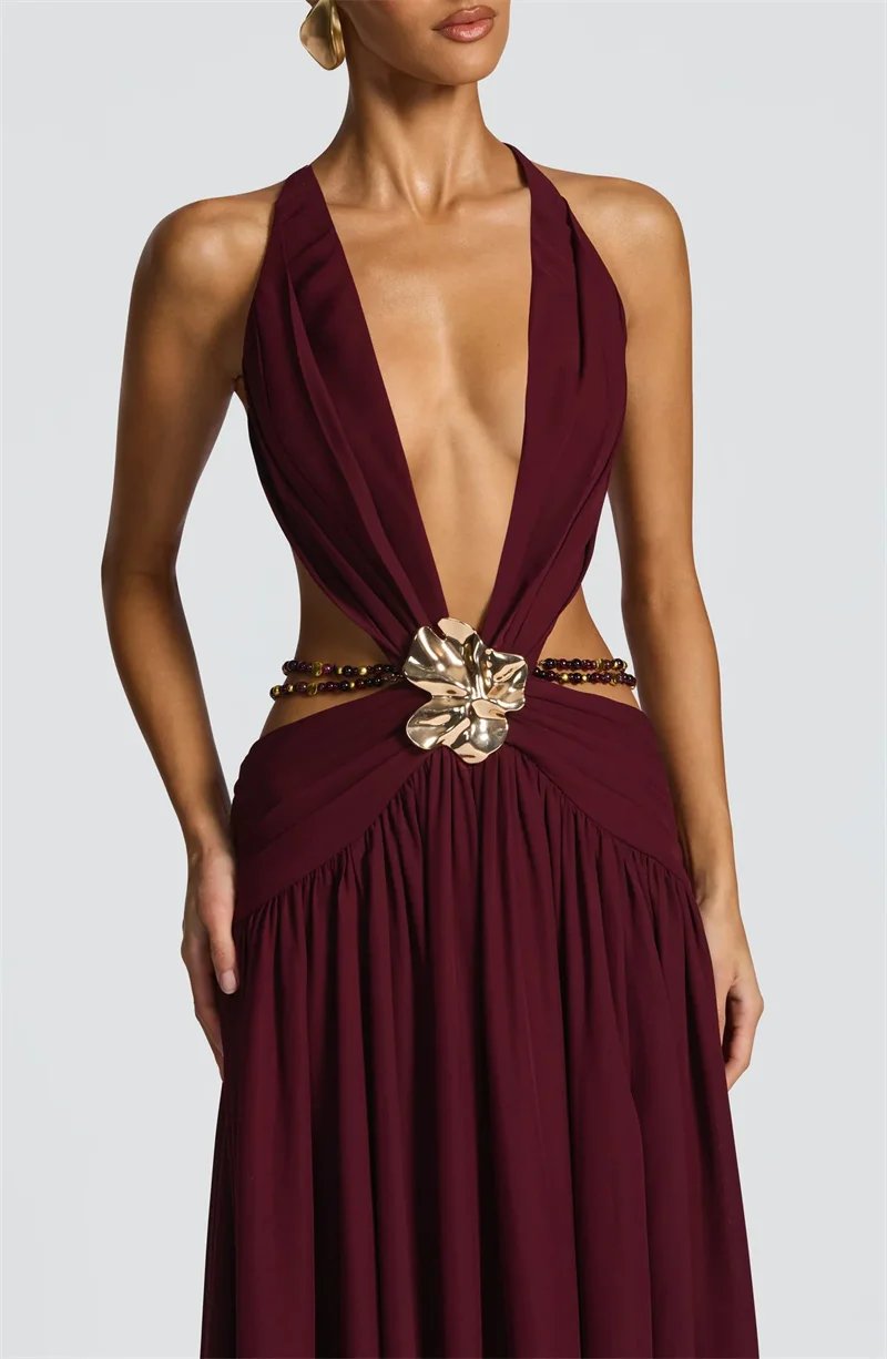 Victoria's Vogue Hollow Out Deep V Neck Sexy Maxi Dress Women Gown Metal Buckle Sleeveless Backless Thigh High Split Club Party Dresses Victoria's Vogue Hollow Out Deep V Neck Sexy Maxi Dress Women Gown Metal Buckle Sleeveless Backless Thigh High Split Club Party Dresses