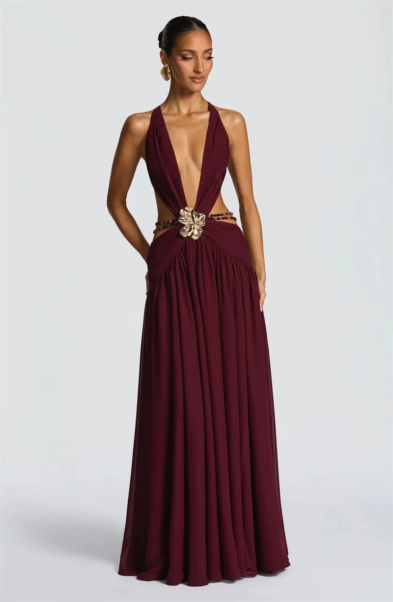 Victoria's Vogue Hollow Out Deep V Neck Sexy Maxi Dress Women Gown Metal Buckle Sleeveless Backless Thigh High Split Club Party Dresses Victoria's Vogue Hollow Out Deep V Neck Sexy Maxi Dress Women Gown Metal Buckle Sleeveless Backless Thigh High Split Club Party Dresses